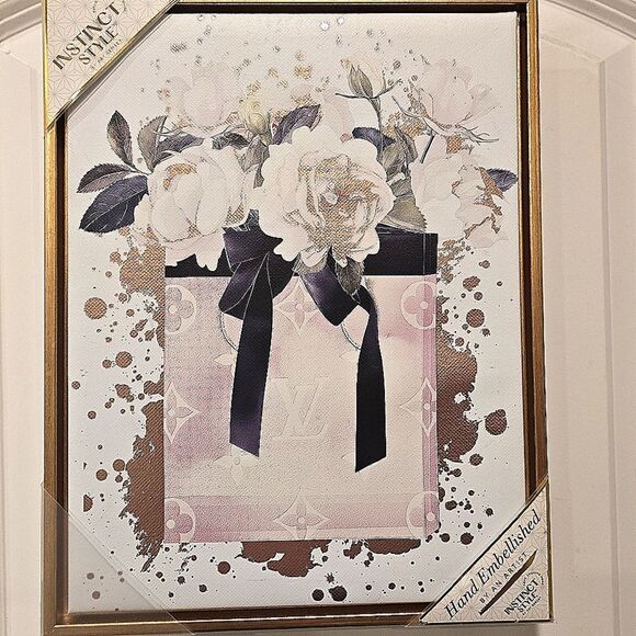Instinct Style Louis Vuitton Flowers Hand Embellished Framed Canvas Wall Decor - Picture 2 of 4